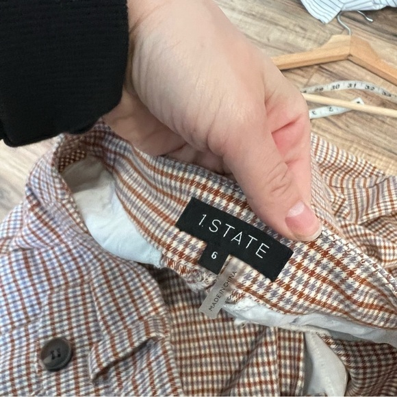 Nordstrom 1. STATE Wide Leg Flare Checker Plaid Pants - Picture 11 of 13